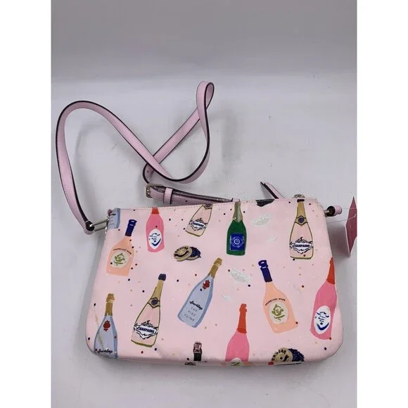 Kate Spade Triple Gusset Crossbody DOWN CHAMPAGNE NWT Blemished - Picture 7 of 13